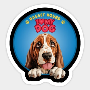 I Love my dog Basset Hound Sticker